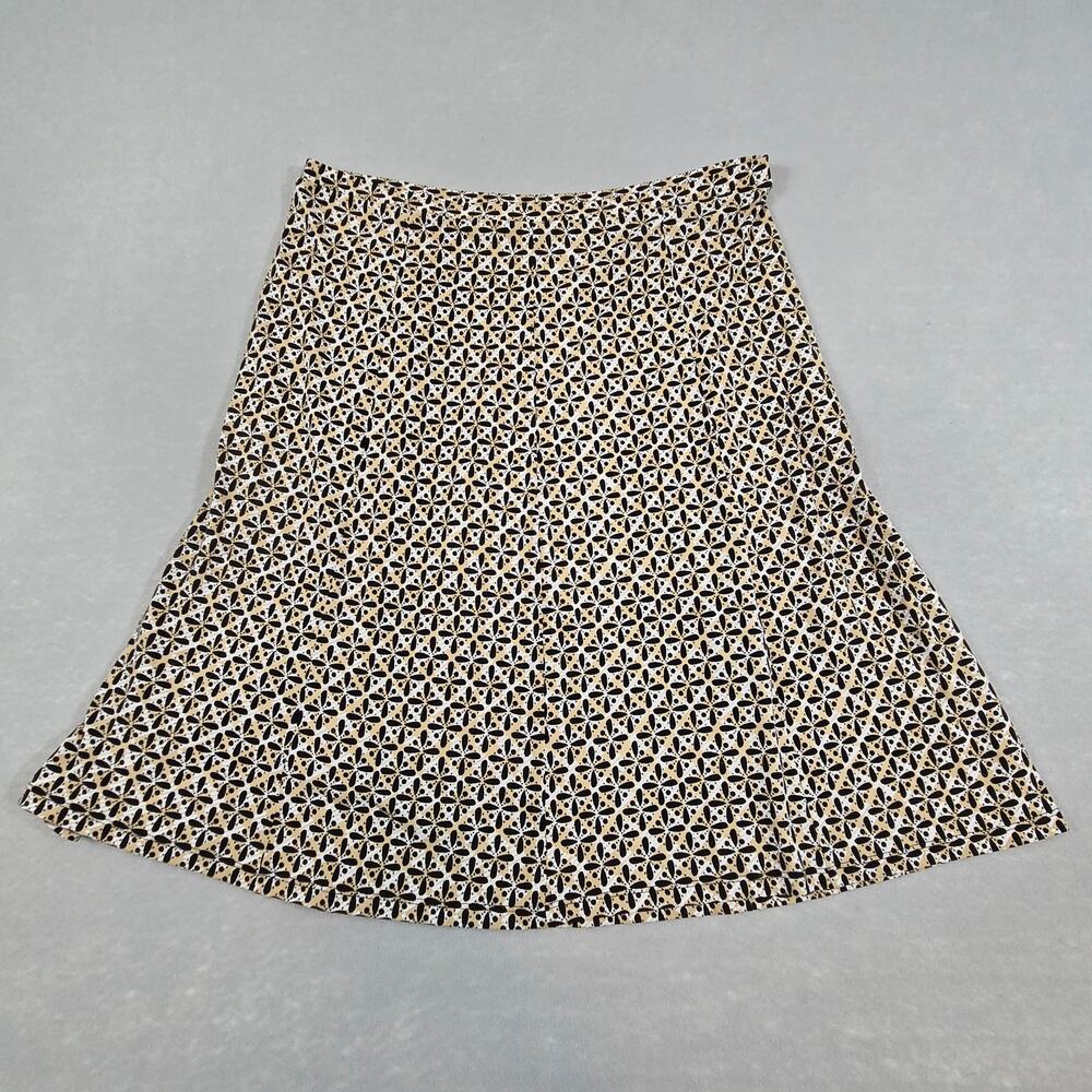 AXCESS a Liz Claiborne Co Stretchy Black Tan White Geometric Printed Midi Skirt